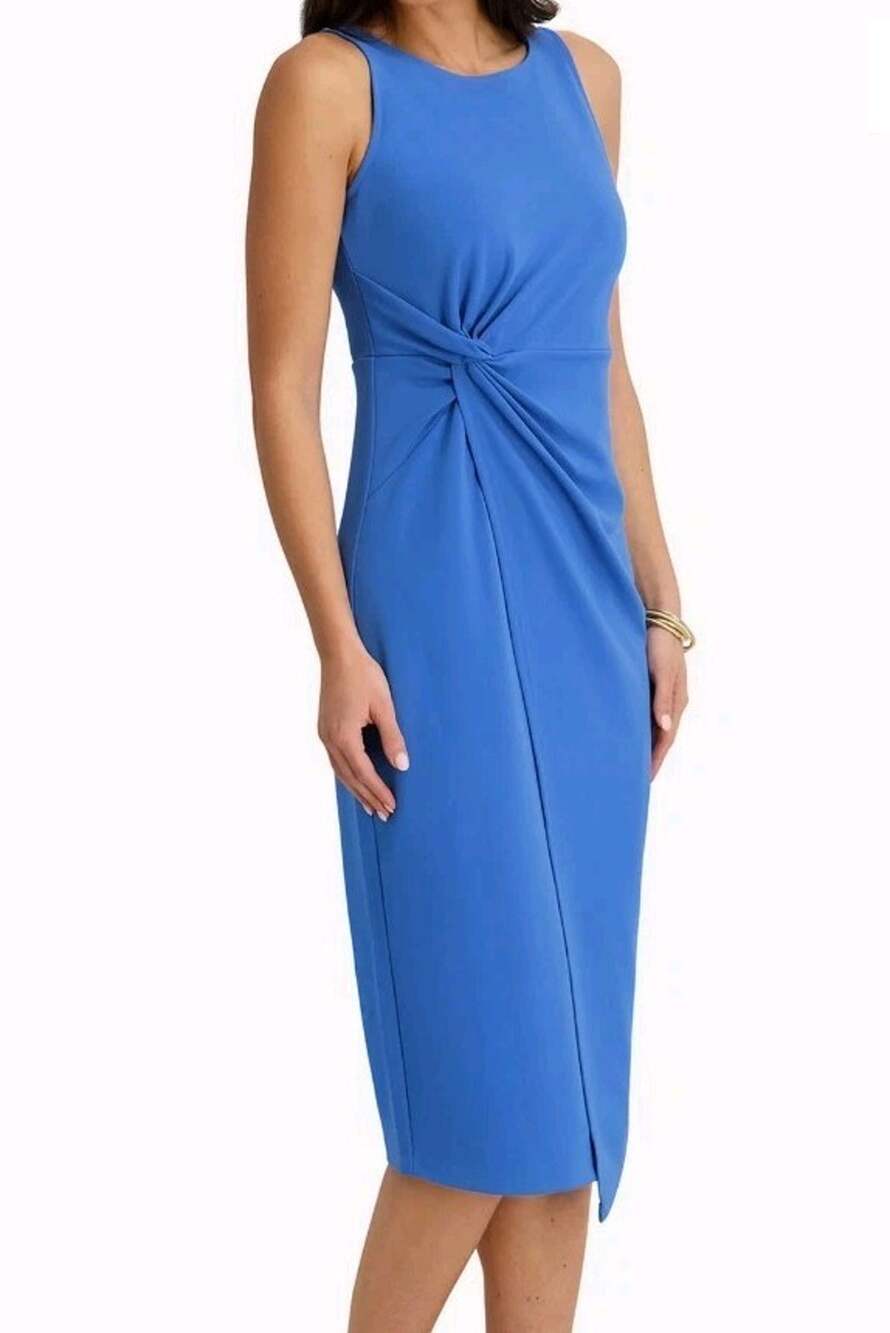 Siena Side Knot Crepe Scuba Midi Dress Blue Regatta Medium New Nordstrom
